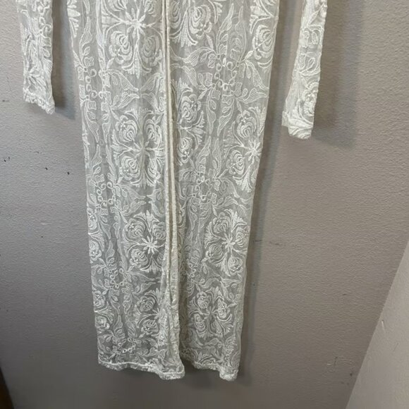 Sans Souci Floral Open Front Kimono All Over Lace Festival Coquette Boho Sz S - Picture 3 of 5